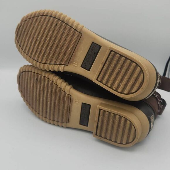 London Fog Willette duck boots in dark brown with faux fur trim women's size 8 - Picture 6 of 6